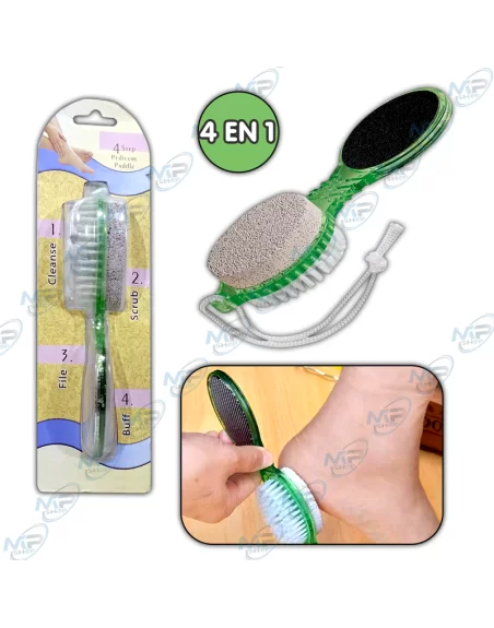♻️Pelle Pédicure 4-en-1 – Râpe, Pierre Ponce, Brosse & Polissoir