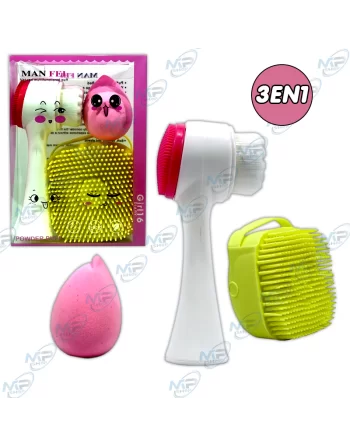 🧼Kit Soin Peau 3-en-1 – Brosse Double Face, Éponge & Masseur Corps