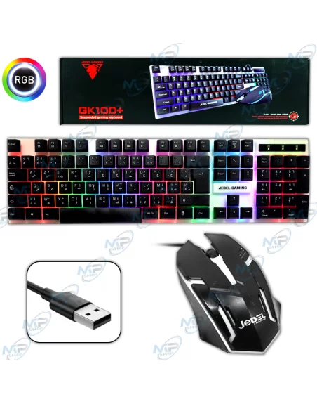 👾 Titre SEO : Kit Gaming JEDEL GK100+ Filaire RGB - Clavier & Souris Pro Arabe-Français