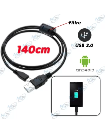 📱Câble Micro USB Mâle 140cm USB 2.0 - Filtre Anti-Bruit - Consoles & Android
