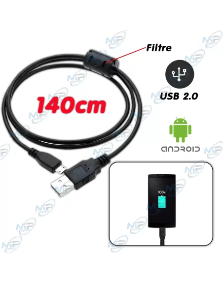 📱Câble Micro USB Mâle 140cm USB 2.0 - Filtre Anti-Bruit - Consoles & Android