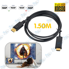 🔌 Câble DisplayPort (DP) vers HDMI Full HD 1080P – 1,50 m – Adaptateur Audio & Vidéo Unidirectionnel