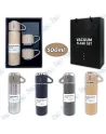 💧Coffret Thermos Voyage 500ml Inox - Bouteille + 2 Tasses, 12h Chaud/Froid