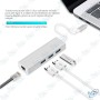 🔌 Hub USB-C 3 Ports USB + Ethernet RJ45 Gigabit 10/100/1000 Mbps – Adaptateur Multi-Fonction pour MacBook et PC