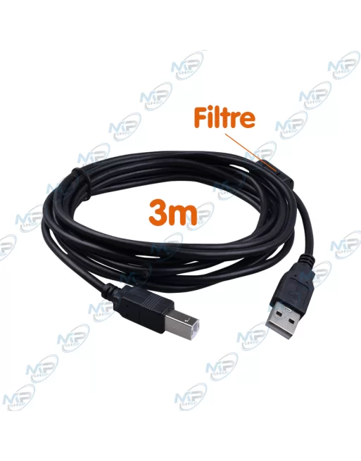 Cable Usb Pour Imprimante 3m Noir 8647
