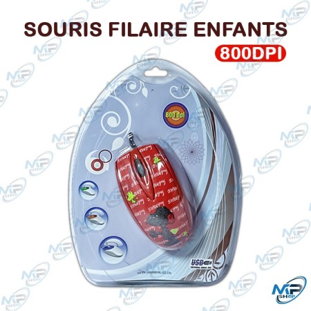 🖱️ Souris Filaire USB pour Enfants 800 DPI – Souris Optique PC Design Ludique