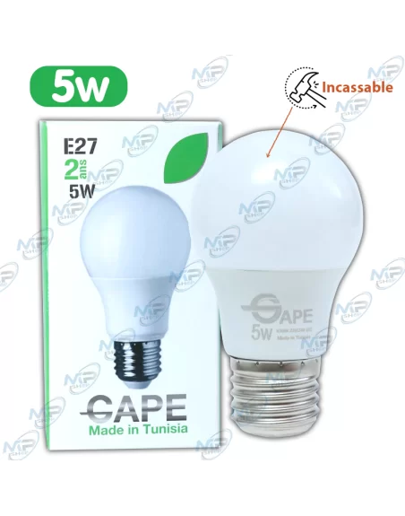 💡Ampoule LED E27 5W Tunisie - Économique & Incassable