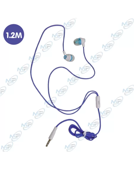 🔊Écouteurs Filaire RX-09 Bleus Vifs | Jack 3,5 mm & Micro/Commande 1.2M