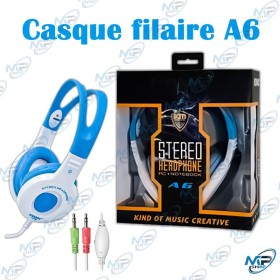 🎧 Casque Filaire Stéréo KOMC A6 – Casque Audio avec Microphone pour PC, Notebook et Multimédia