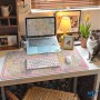 🖱️ Tapis Souris Grand Format XXL 89,5 × 39,5 cm – Desk Mat Floral Patchwork Rose pour Bureau