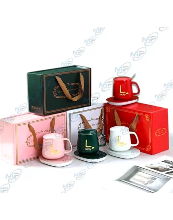 ♨️Chauffe-Tasse Électrique 55°C - Détecteur Gravité, Mug Céramique Luxe