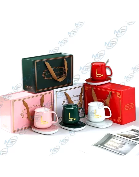 ♨️Chauffe-Tasse Électrique 55°C - Détecteur Gravité, Mug Céramique Luxe