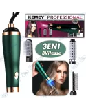 💨Brosse Soufflante 3-en-1 KEMEY - Sèche-Cheveux, Lisseur & Volume