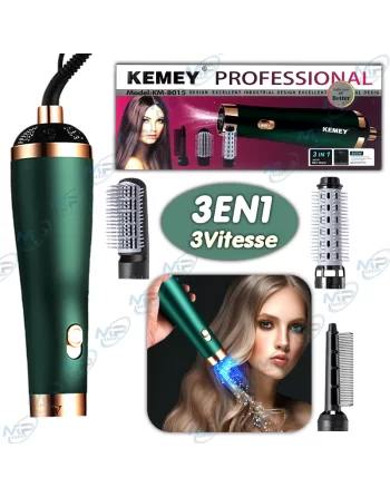 💨Brosse Soufflante 3-en-1 KEMEY - Sèche-Cheveux, Lisseur & Volume