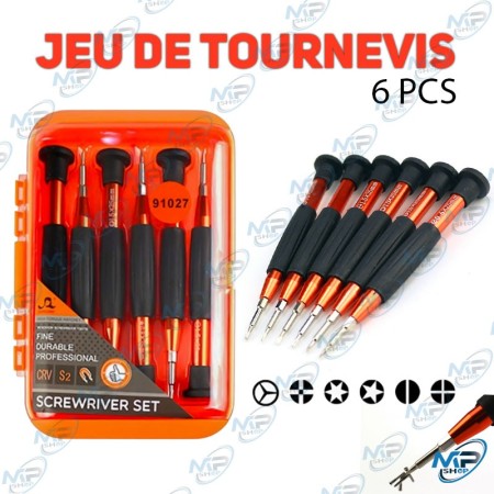 🛠️ Jeu de Tournevis de Précision 6 Pièces 91027 – Set Professionnel pour Électronique et Petites Réparations