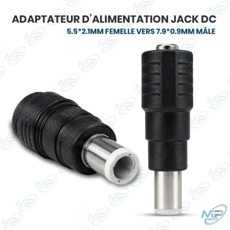 🔌 Adaptateur d’Alimentation Jack DC 5.5×2.1mm Femelle vers 7.9×0.9mm Mâle – Connecteur pour Alimentation PC Portable