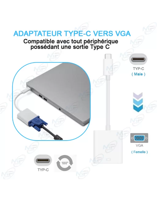 Adaptateur Type C Vers Vga Beon