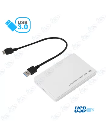 Boitier externe pour disque dur Interne 2.5 / USB 3.0 / Blanc