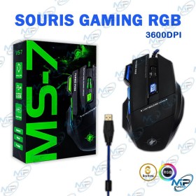 🖱️ Souris Gaming RGB 3600 DPI – 6 Boutons, USB Filaire, Souris Gamer PC