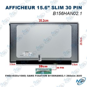 🖥️ Afficheur PC Portable 15.6" Slim 30 Pins Full HD 1920x1080 B156HAN02.1 – Dalle LCD de Remplacement