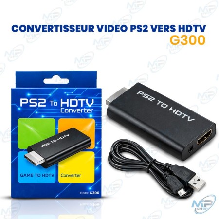 🔌 Convertisseur Vidéo PS2 vers HDMI HDTV G300 – Adaptateur PlayStation 2 pour TV HD avec Câble USB