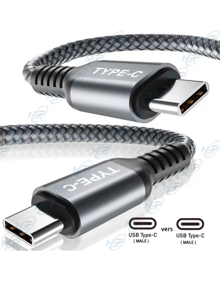 🚀Câble USB-C vers USB-C Tressé Robuste : Charge et Transfert Ultra-Rapides