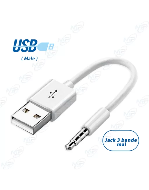 ADAPTATEUR JACK / USB MALE MALE BLANC