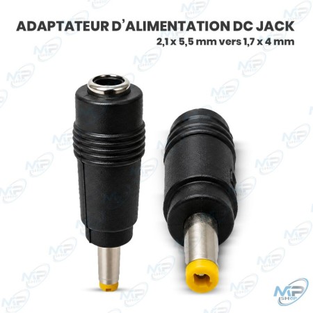 🔌 Adaptateur DC Jack 2,1×5,5 mm vers 1,7×4 mm – Convertisseur Connecteur d’Alimentation pour PC Portable