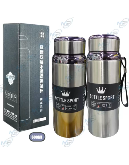 💧Bouteille Isotherme Inox 600ml - Café Chaud 8H, Froid 12H