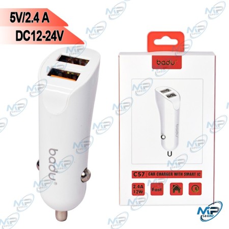 🚗Chargeur Allume-Cigare Badu C57 Double USB 12W 2.4A – Charge Rapide Smart IC Voiture 12V/24V