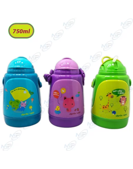 🥤Thermos Enfant 750ml avec Paille Silicone | Anti-fuite, Sans BPA, École, Voyage