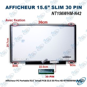 🖥️  Écran PC Portable 15.6" Slim 30 Pins HD NT156WHM-N42 22.0 Avec Fixation – Dalle LCD de Remplacement