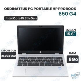 💻 HP ProBook 650 G4 – PC Portable Intel Core i5 8e Génération, RAM 8 Go, SSD 250 Go, Écran 15,6″