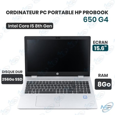 💻 HP ProBook 650 G4 – PC Portable Intel Core i5 8e Génération, RAM 8 Go, SSD 250 Go, Écran 15,6″