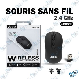 🖱️ Souris Sans Fil JEDEL W926-BK – 2,4 GHz, 1600 DPI, Ergonomique avec Récepteur USB