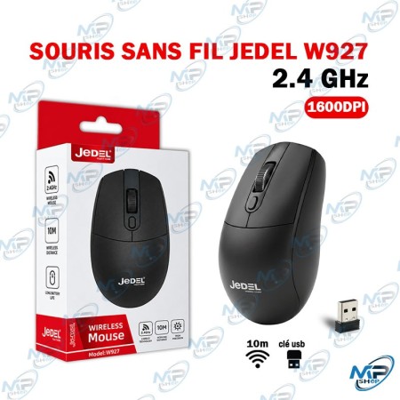 🖱️ Souris Sans Fil JEDEL W927 2.4 GHz – 1600 DPI, USB, Portée 10 m