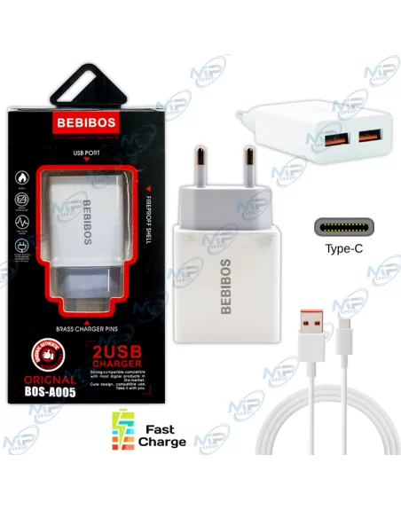 CHARGEUR BEBIBOS TYPE-C 2USB 2.1A