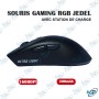🖱️ Souris Gaming RGB JEDEL WD-139 – 1600 DPI, Batterie 300 mAh et Station de Charge