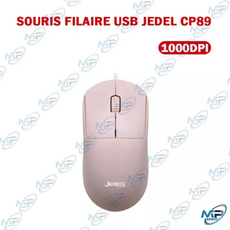 🖱️ Souris Filaire USB JEDEL CP89 – 1000 DPI, Noire, Ergonomique
