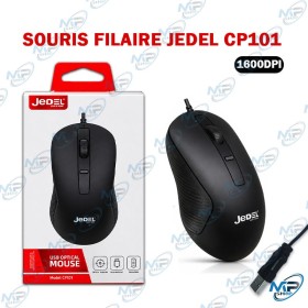 🖱️ Souris Filaire USB JEDEL CP101 – 1600 DPI, Ergonomique, Noire