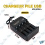 ⚡ Chargeur universel USB MS-5D84A pour batteries Li-ion – 4 emplacements, 4,2 V