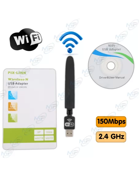 CLÉ WIFI 150 MBPS USB AVEC ANTENNE PIX-LINK