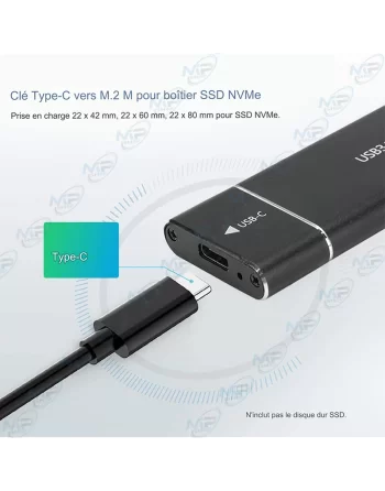 Boîtier USB 3.1 Type C vers SSD M.2 NVMe - Boîtiers de disque dur