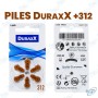 🔋 Piles Auditives DuraxxX 312 PR41 1,45 V – Pack de 6