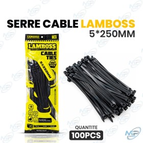 🧵 Serre-câbles LAMBOSS Noir 5 × 250 mm – 100 pièces