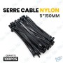 🧵 Serre-câbles Nylon Noir 5 × 150 mm – Lot de 100 pièces