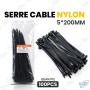 🧵 Serre-câbles Nylon Noir 5 × 200 mm – Lot de 100 pièces