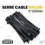 🧵 Serre-câbles Nylon Noir 5 × 200 mm – Lot de 100 pièces