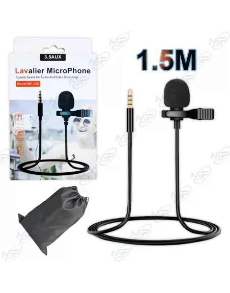 🎙️Micro Cravate Lavalier Pro 1.5M | Jack 3.5mm | Enregistrement Audio Vidéo