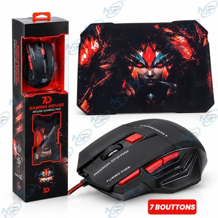 🖱️ KEYWIN 7D – Pack Souris Gaming 7 Boutons + Tapis de Souris Gaming LED